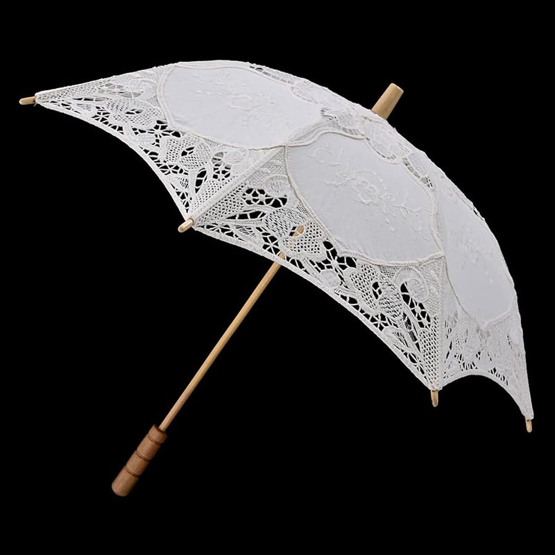 Beige Lace Cotton Wedding Umbrella Elegant Bridal Photography Prop Celebration Decoration - Image 4